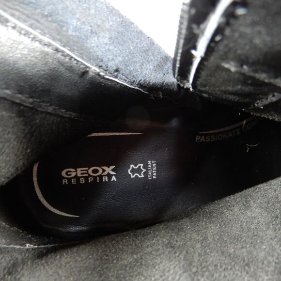 GEOX Respira Catria Motorcycle Biker Ankle Boots Size 8.5 Black Leather NEW - Picture 13 of 16